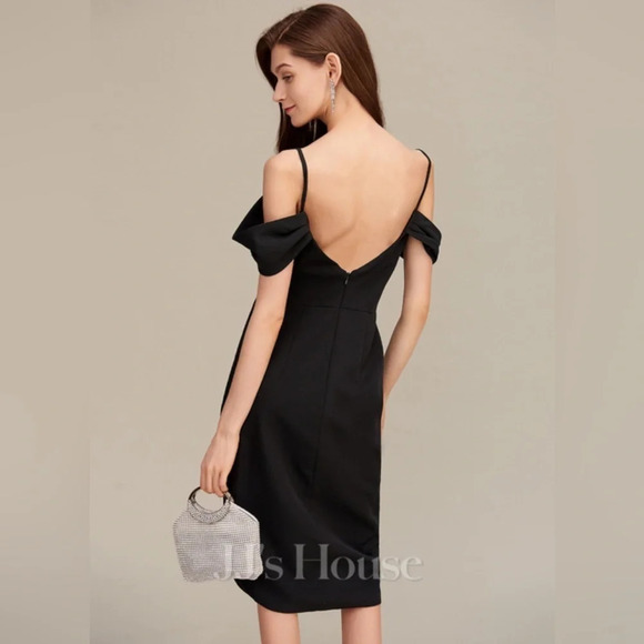 JJ’s House Sheath/Column Off the Shoulder Asymmetrical Cocktail Dress w/Ruffle - Picture 2 of 12